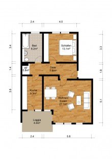 Grundriss + KAARST - ZENTRUM + BALKON + 2-ZIMMERWOHNUNG + ca. 71 m� +