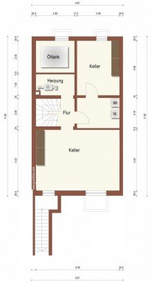 Grundriss Kellergeschoss + Kaarst + Reihenmittelhaus + ca. 120 m� + 7 Zimmer + inkl. Garage +