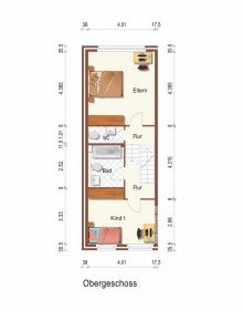 Grundriss OG + Kaarst West + Reihenmittelhaus + ca. 115 m� Wohnfl�che + Garage + Aussenstellplatz +