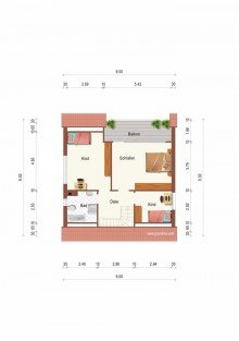 Grundriss OG + Kaarst + freistehende Einfamilienhaus + 106 m� Wohnfl�che + 408 m� Grundst�ck + 1969