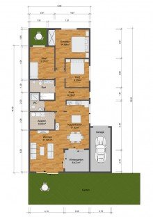 Grundriss + Kaarst-Vorst + m�bliertes Bungalow + ca. 120 m� Wohnfl�che + 2 B�der + Garten + 3 Schlafzimmer +