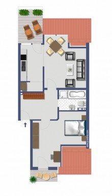 Grundriss + Vermietet +  Kaarst-B�ttgen + Wohnung mit Traumausblick+ 2-Zimmer + Stellplatz (+25,00) EUR+