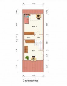 Grundriss DG + Kaarst West + Reihenmittelhaus + ca. 115 m� Wohnfl�che + Garage + Aussenstellplatz +