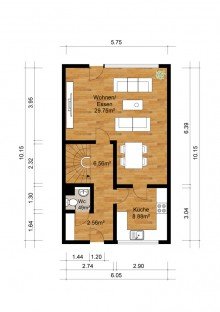 Grundriss EG + Kaarst + Am Hoverkamp + Reihenmittelhaus + 4-Zimmer+ 99 m� Wohnfl�che + inkl. Garage