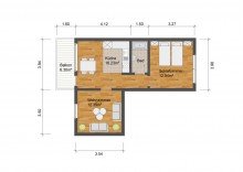 Grundriss + D�sseldorf-Holthausen + ca. 53 m� + 1. OG +  2-Zimmerwohnung + Balkon +  Stellplatz +