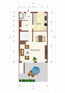 Grundriss Erdgeschoss + Kaarst + Reihenmittelhaus + ca. 120 m� + 7 Zimmer + inkl. Garage +
